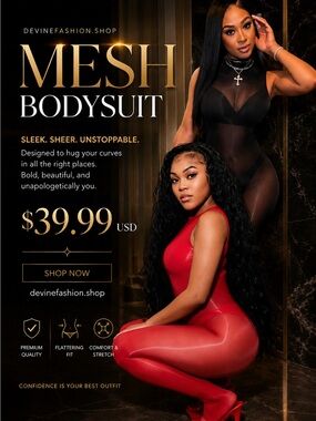 Mesh Bodysuit - Black & Red Styles